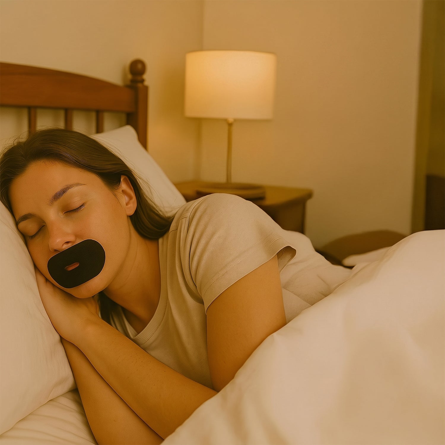 Sleep tape applied during rest