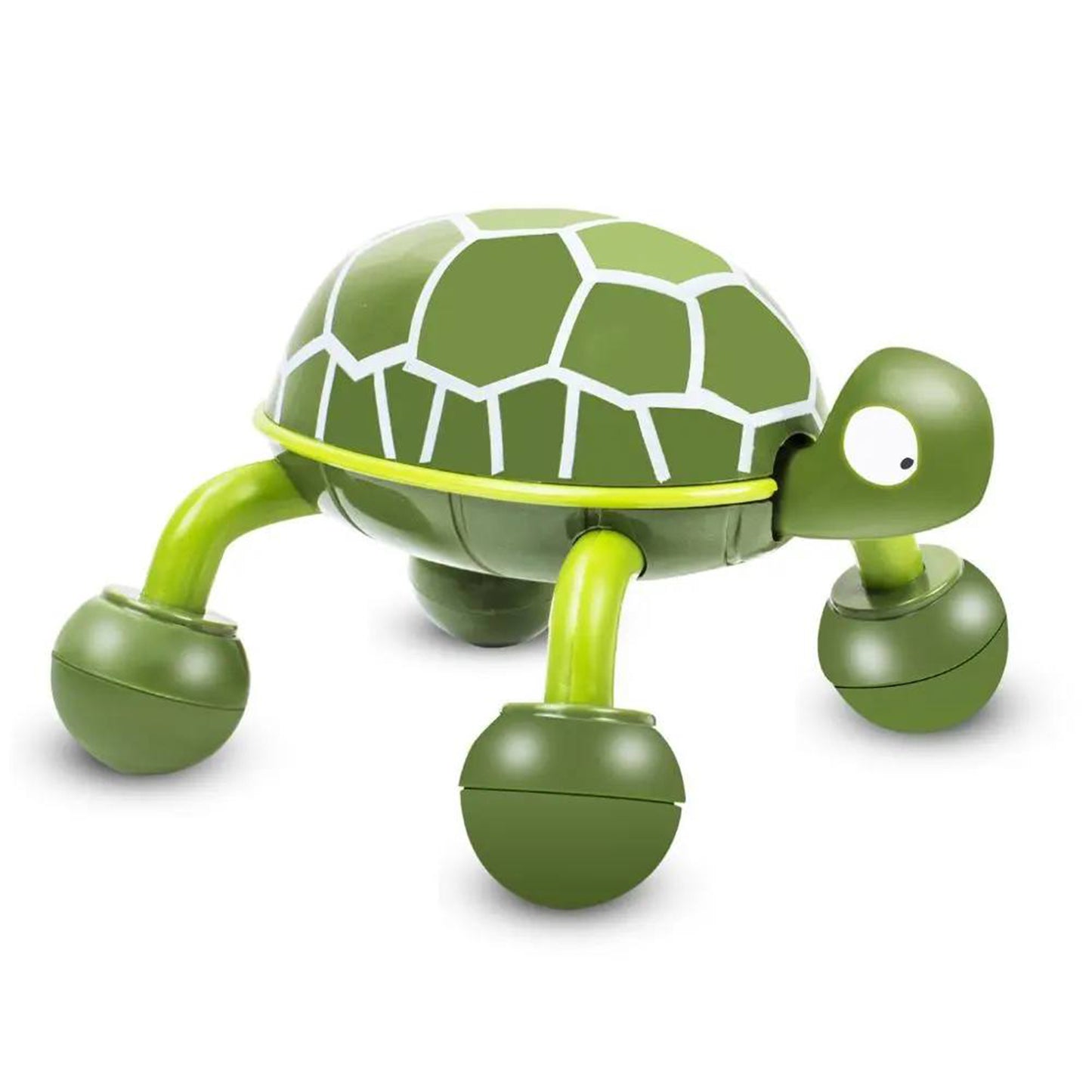 Green turtle body massager on white background