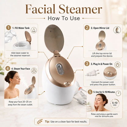 Electric facial steamer with mirror product photo 7