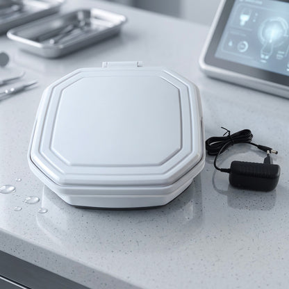 Folded washing machine with power adapter