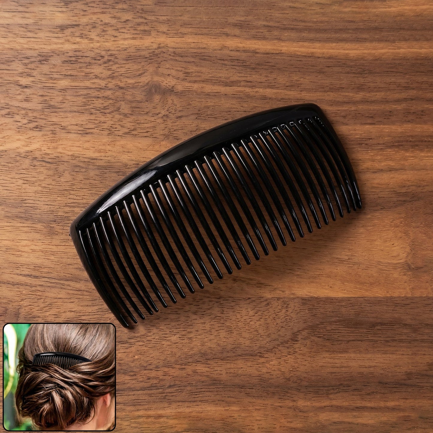 Side comb updo bun holding