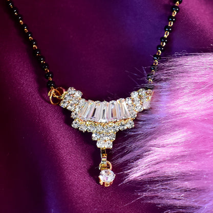 Gold Plated Jewellery Mangalsutra Pendant Necklace for Girls and Women Latest Design Diamonds