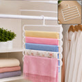Large 5 in 1 Plastic Multipurpose Clothes Hanger for Scarves & Trousers (1 Pc)