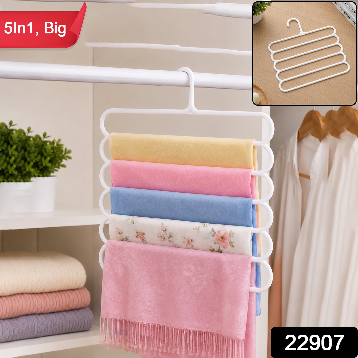 22907 large 5 in 1 plastic hanger SKU image