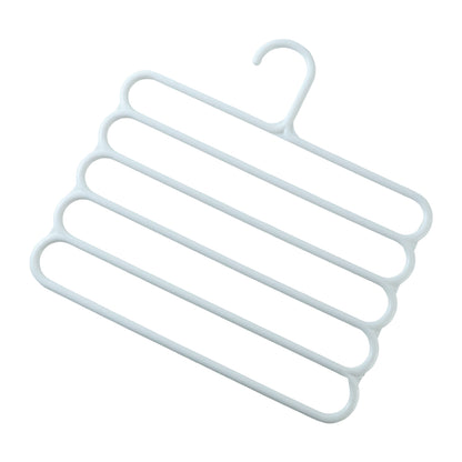 Large 5 in 1 plastic multipurpose hanger on white background