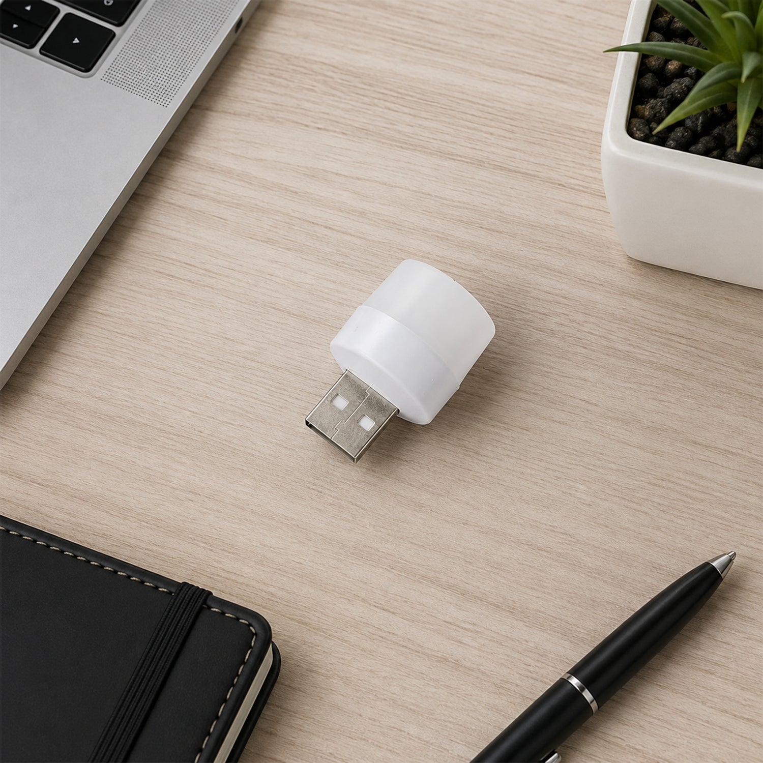 Compact USB LED light for laptop and desk