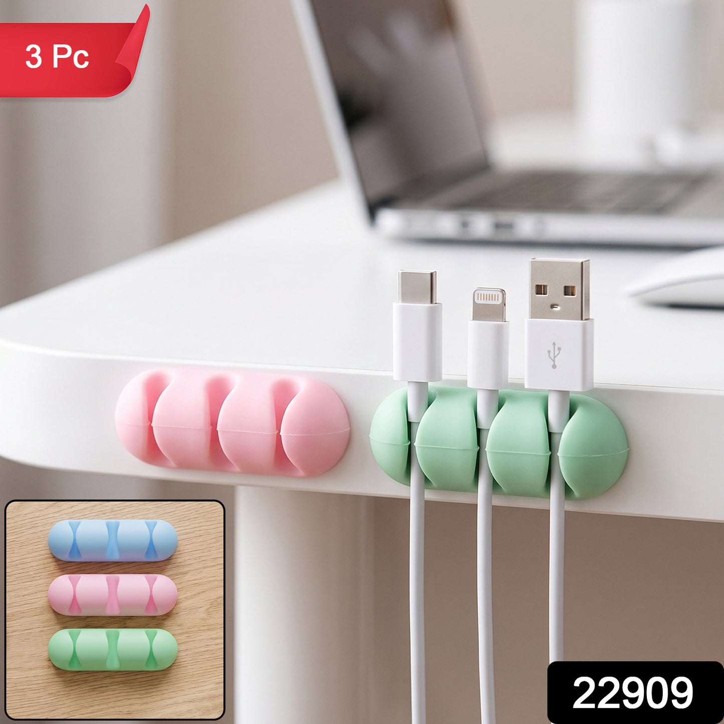 Silicone cable organizer holder with multiple cord slots - image 2