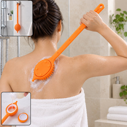 Long Handle Silicone Back Scrubber with Soap Dispenser
