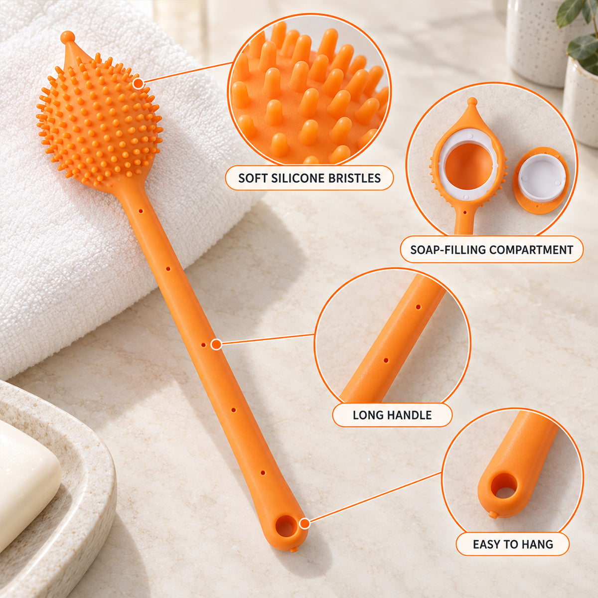 Silicone Back Scrubber Features
