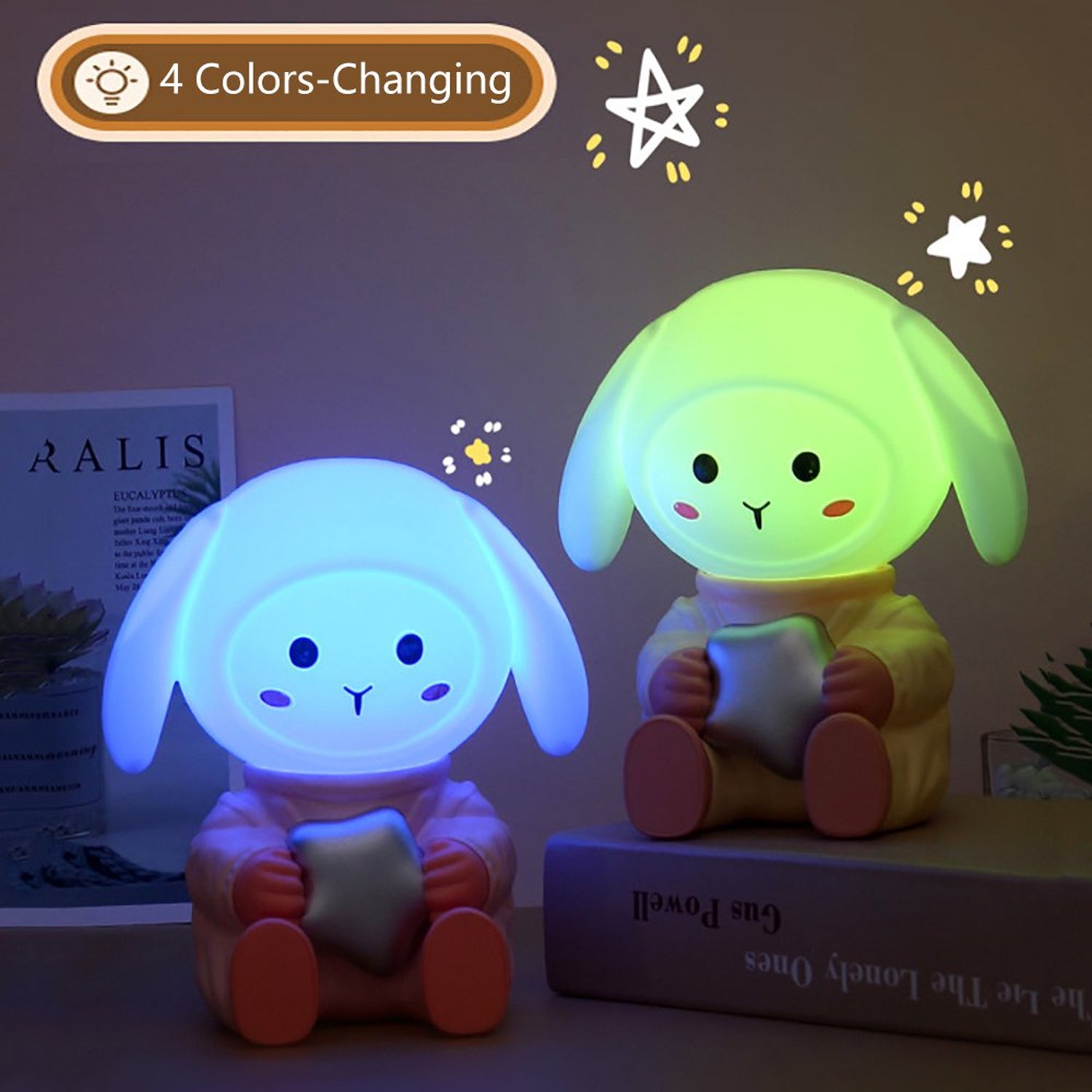 Rabbit LED Night Light with Mobile Phone Stand for Bedroom and Study Table (1 Pc) - image 3