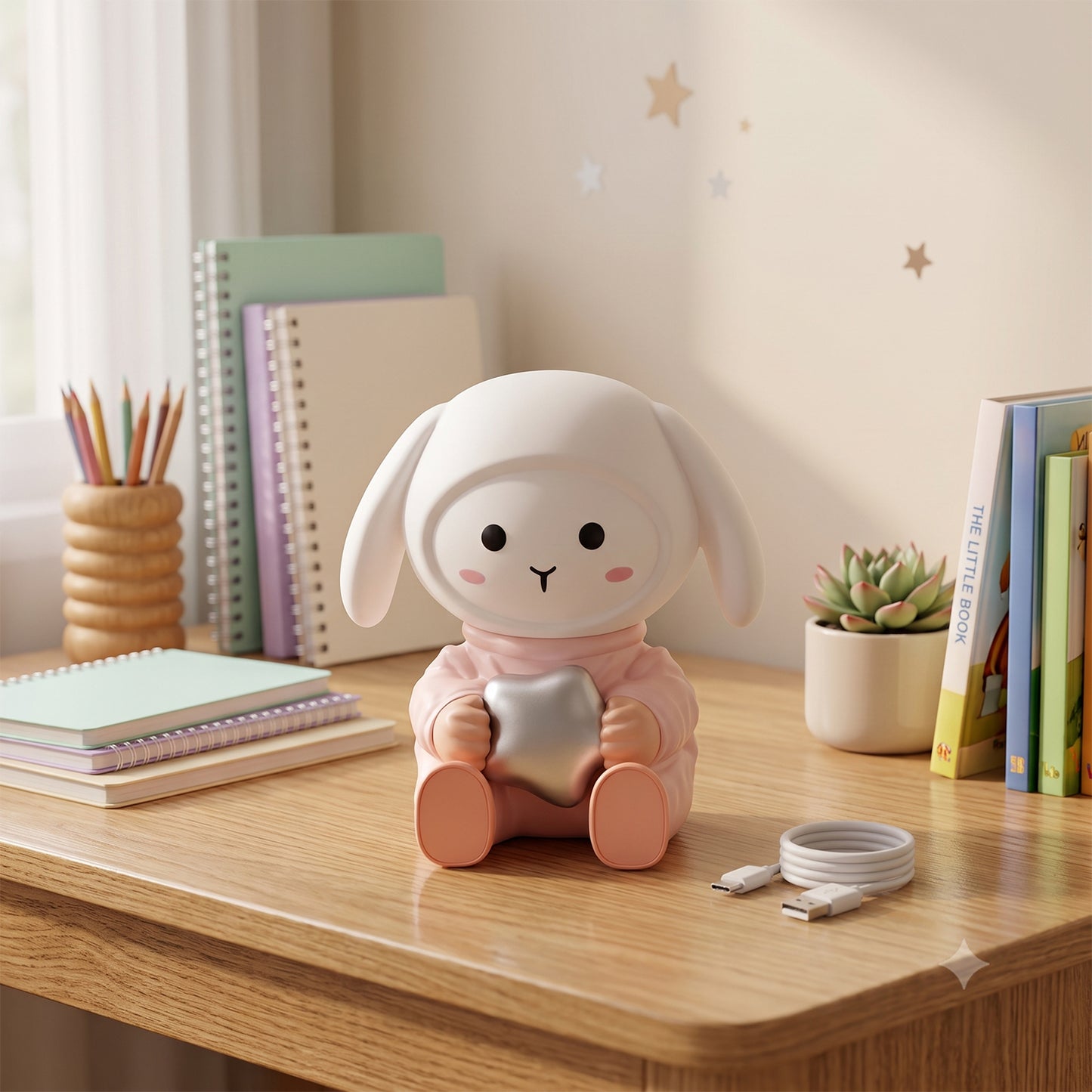 Rabbit LED Night Light with Mobile Phone Stand for Bedroom and Study Table (1 Pc) - image 4