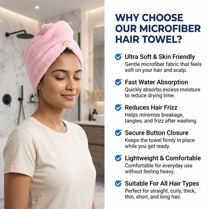 Microfiber hair wrap towel cap features
