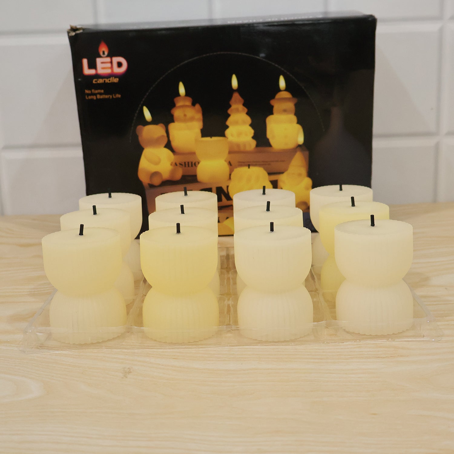 LED tealight candle set live photo with color box