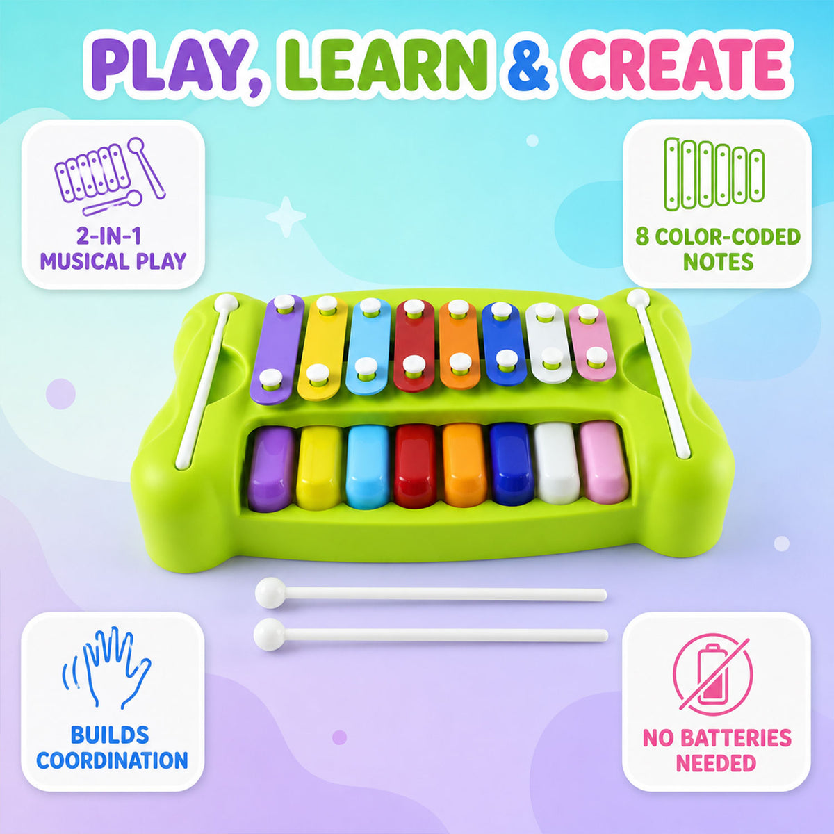 Kids piano xylophone musical toy image 3