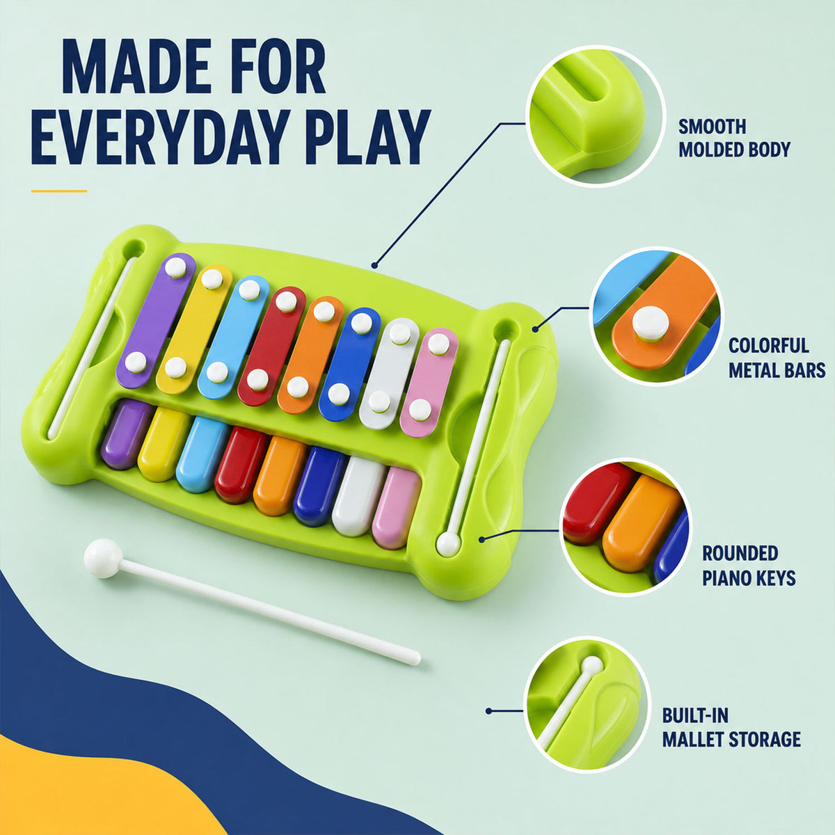 Kids piano xylophone musical toy image 4