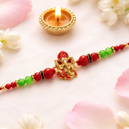 Ganesha Rakhi – Elegant Designer Festive Wrist Jewelry
