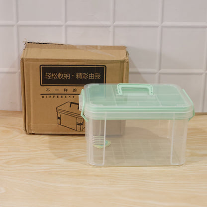 Transparent Plastic Medicine Storage Box with Locking Lid & Handle