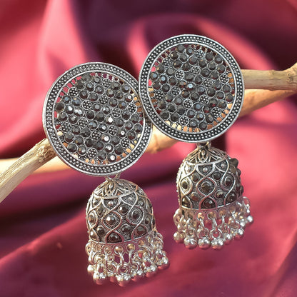 Elegant New-Style Oxidised Jumka Earrings with Intricate Craftsmanship