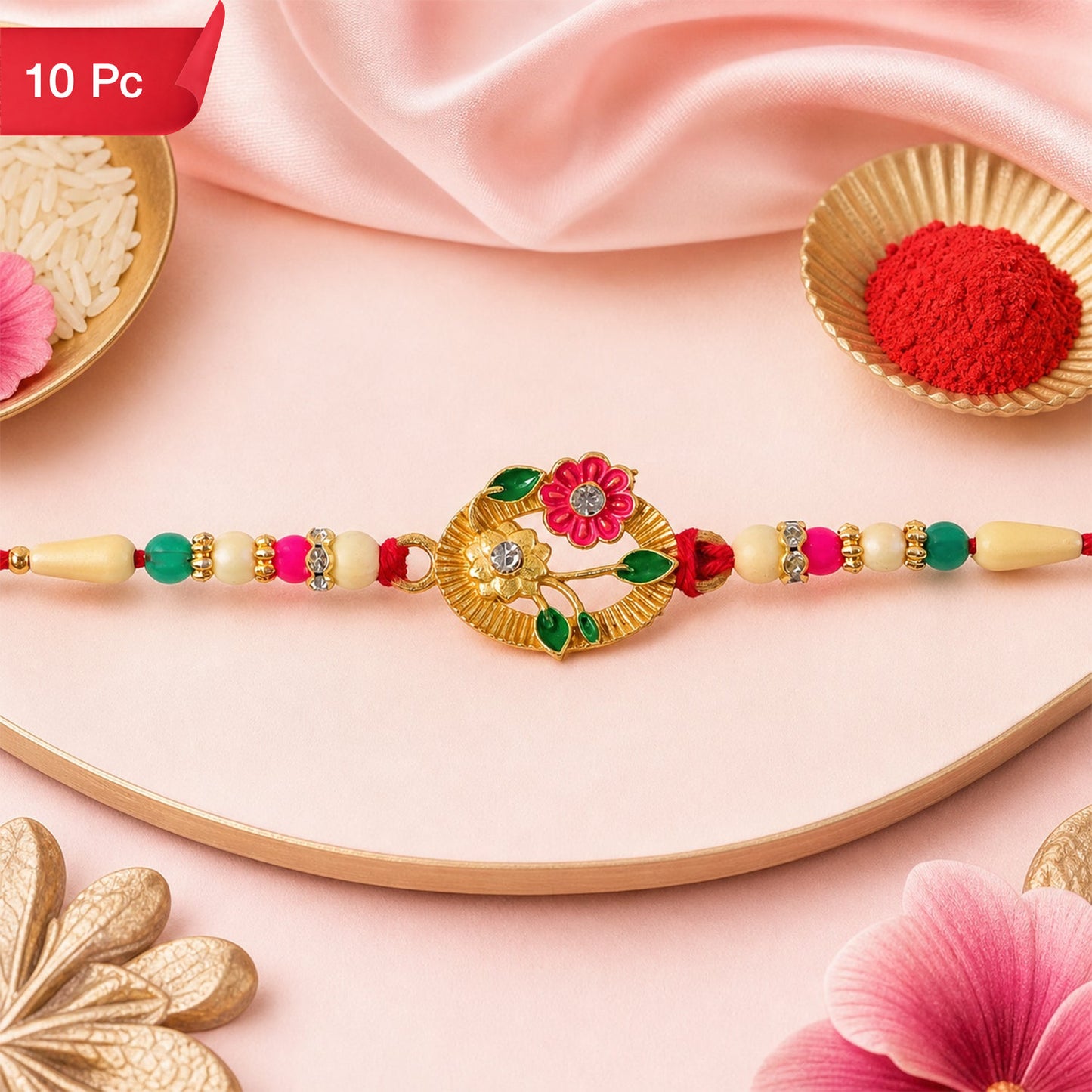 Flower Motif Rakhi Festive Design for Brothers (10pcs)