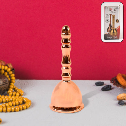 Brass Super Deluxe Rose Gold Puja Bell, Pooja Ghanti, Ghanta for Home and Temple, Prayer Bell