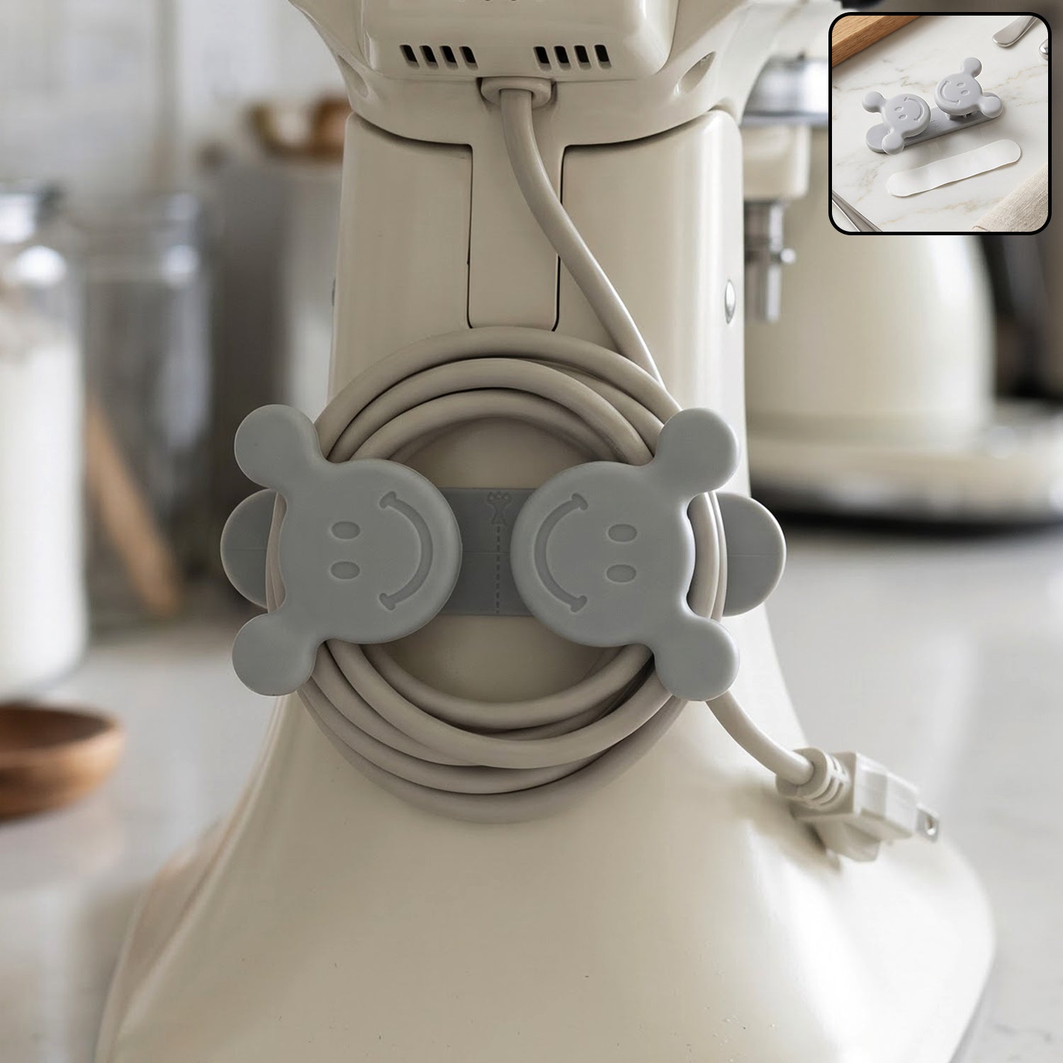 Plastic adhesive hook organizing appliance power cord
