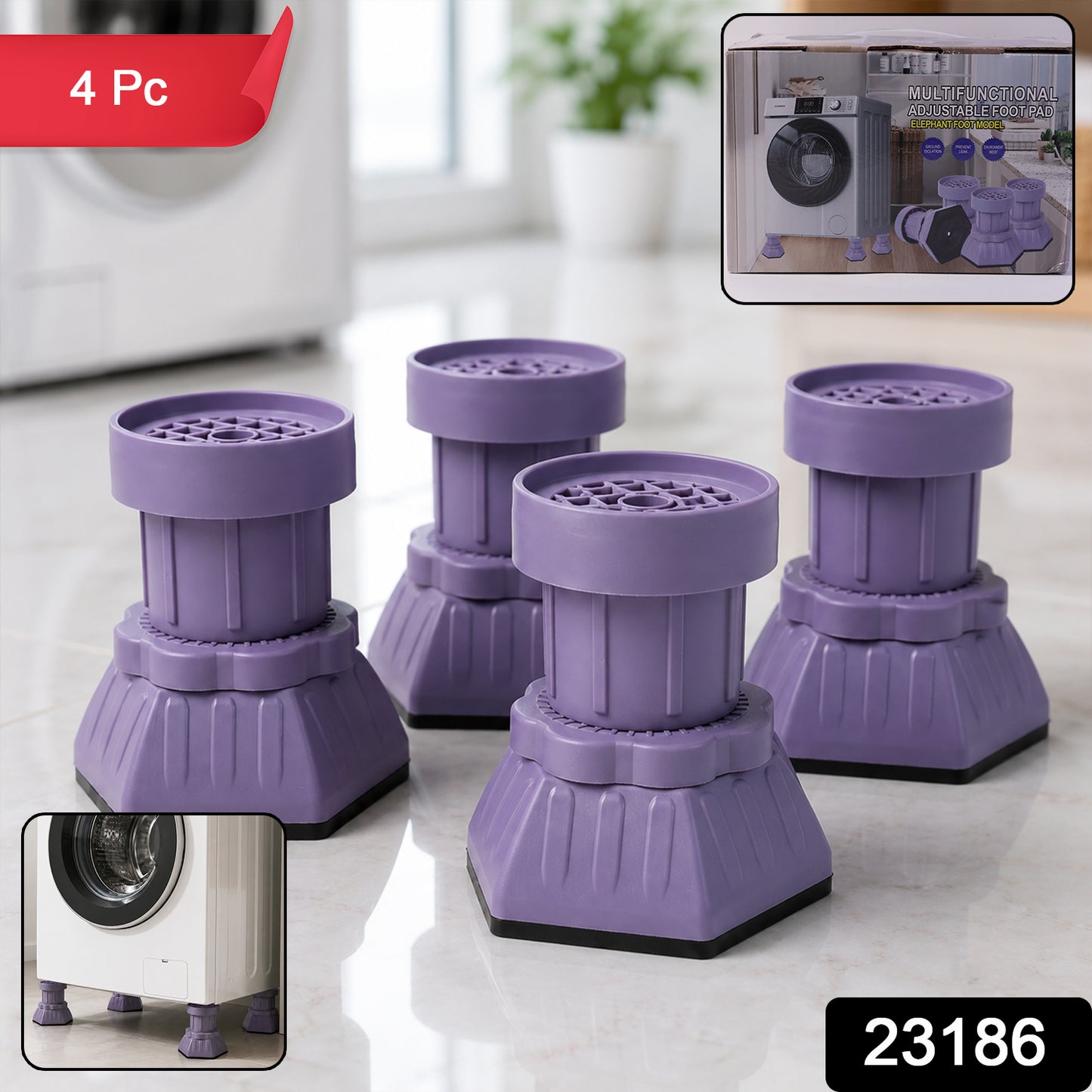 Multifunctional Adjustable Foot Pads Furniture Leg Levelers Anti-Slip (4 Pc Set)