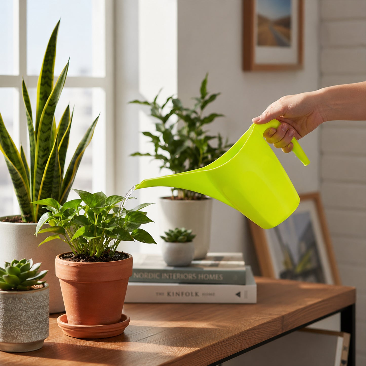 Long spout plant watering can