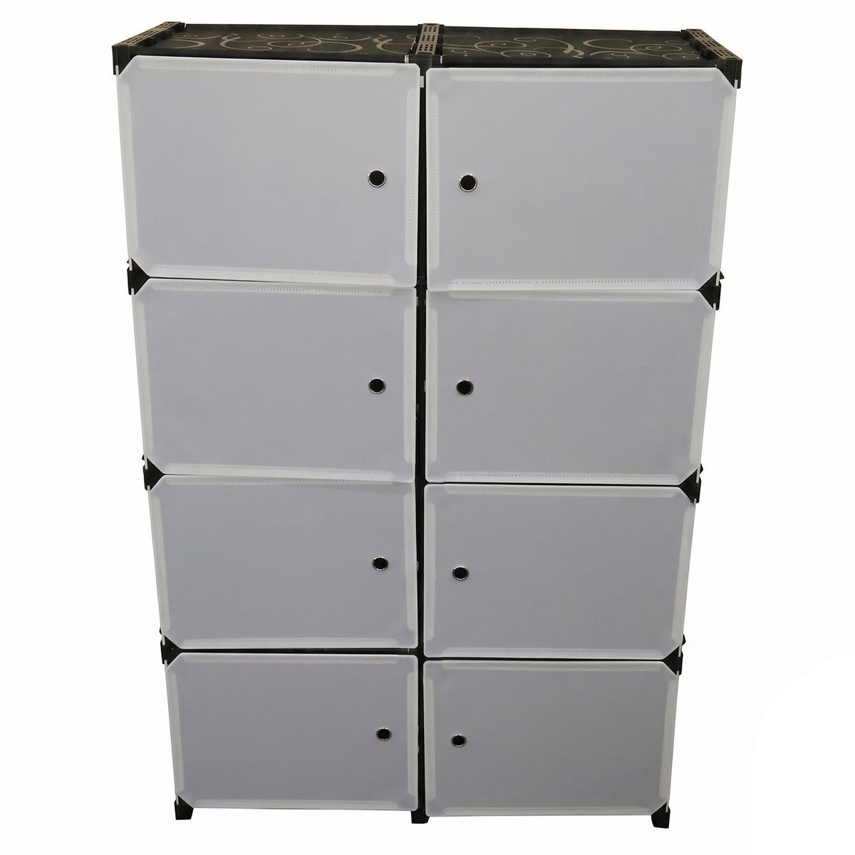 Multi compartment storage cabinet white background