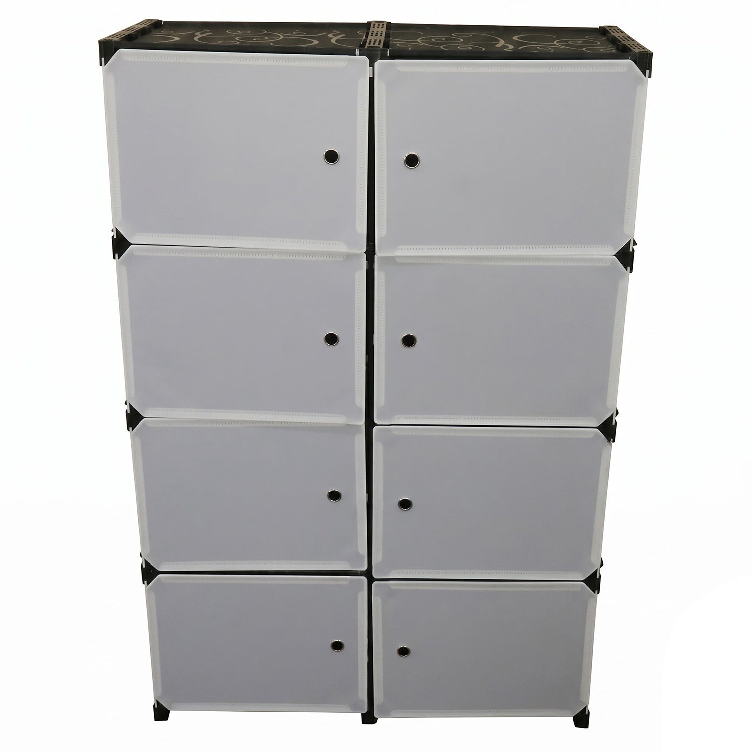 Multi compartment storage cabinet white background