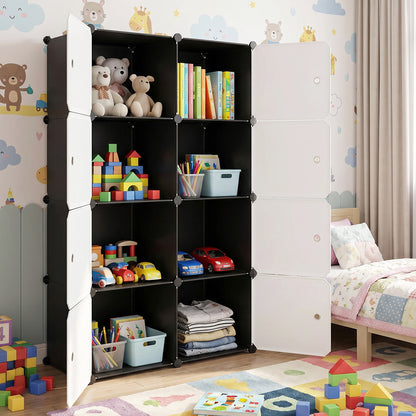 Modular storage cabinet with open doors