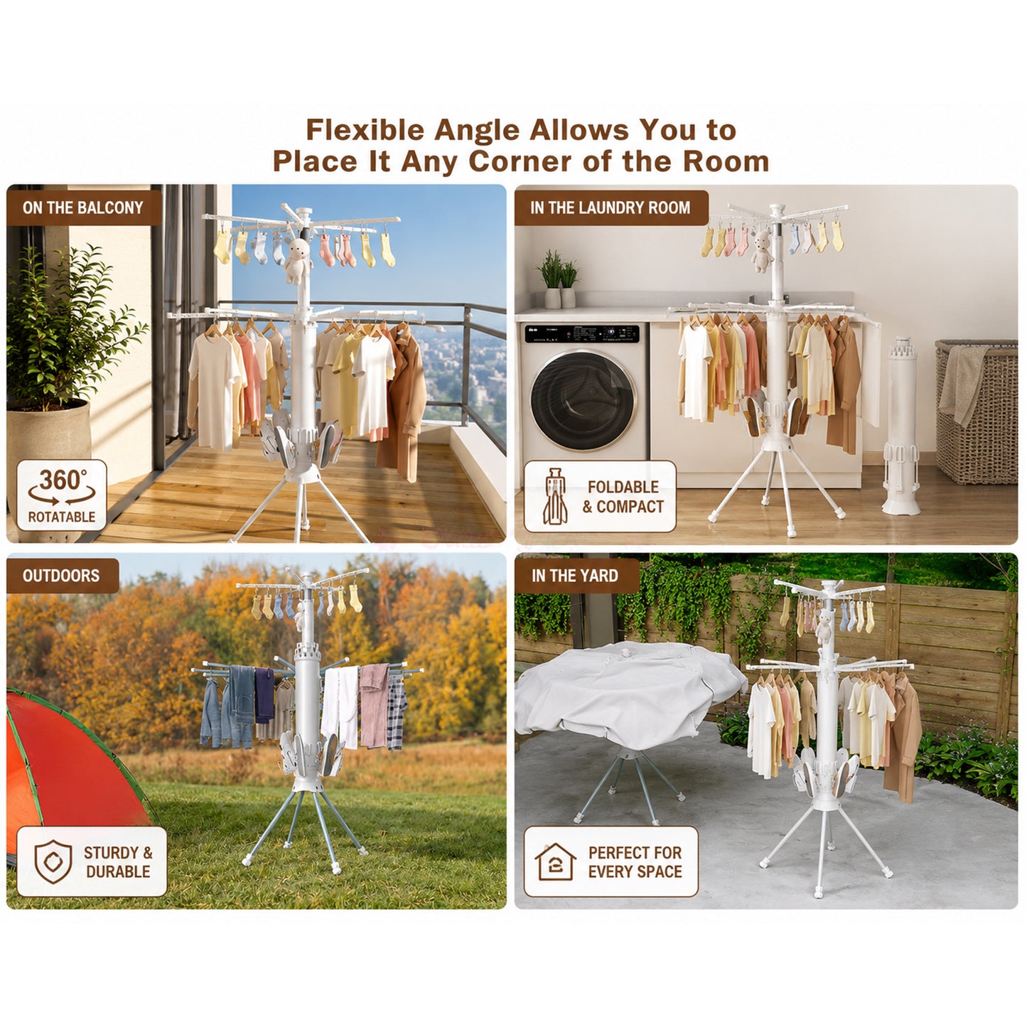 Rotating foldable laundry drying hanger