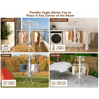 Rotating foldable laundry drying hanger