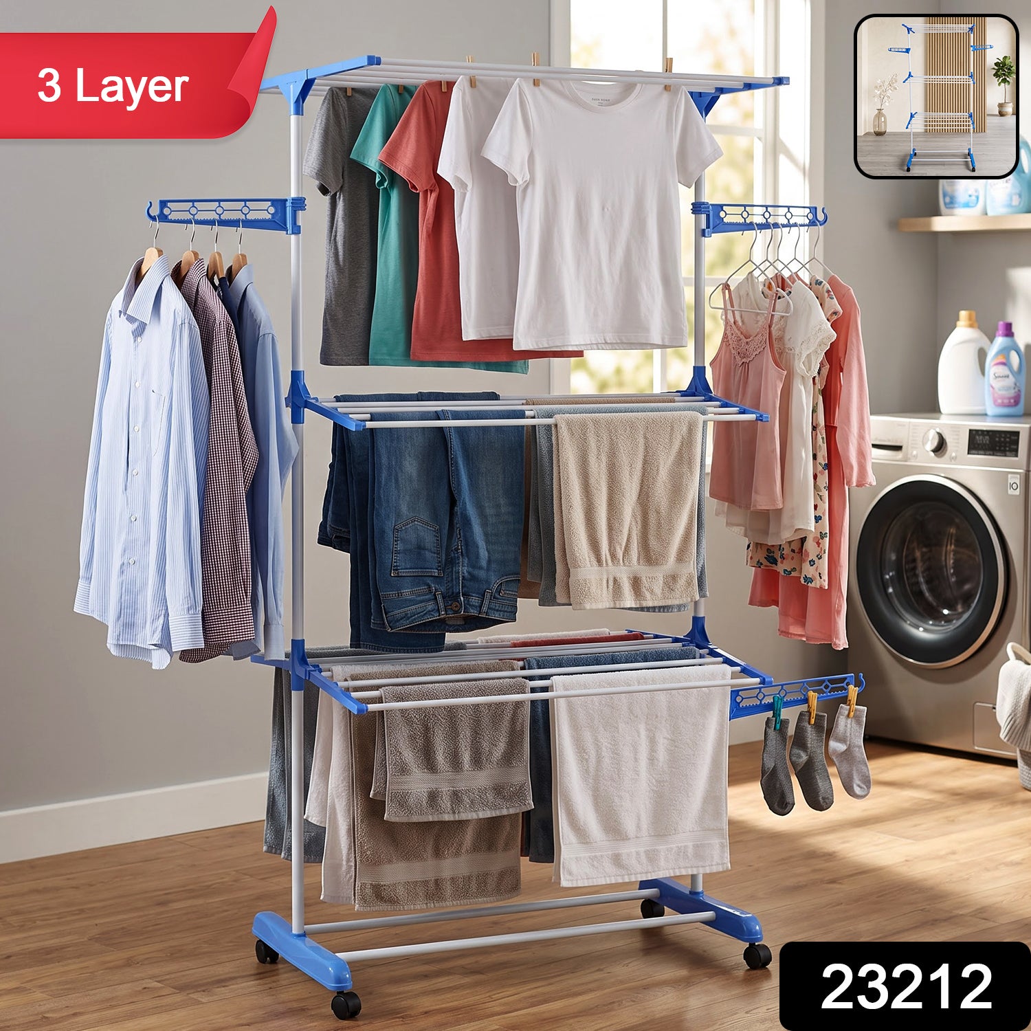 3 layer foldable clothes drying stand SKU 23212