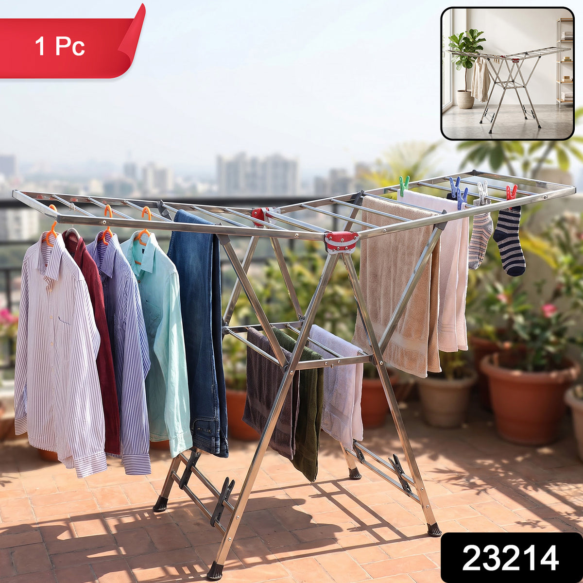 23214 heavy duty foldable clothes drying rack