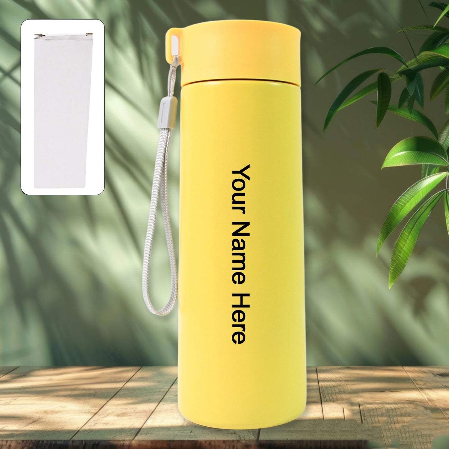 Customized / Personalized Vacuum Insulated Stainless Steel, Double walled (500 ML Approx / Yellow)