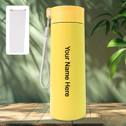 Customized / Personalized Vacuum Insulated Stainless Steel, Double walled (500 ML Approx / Yellow)