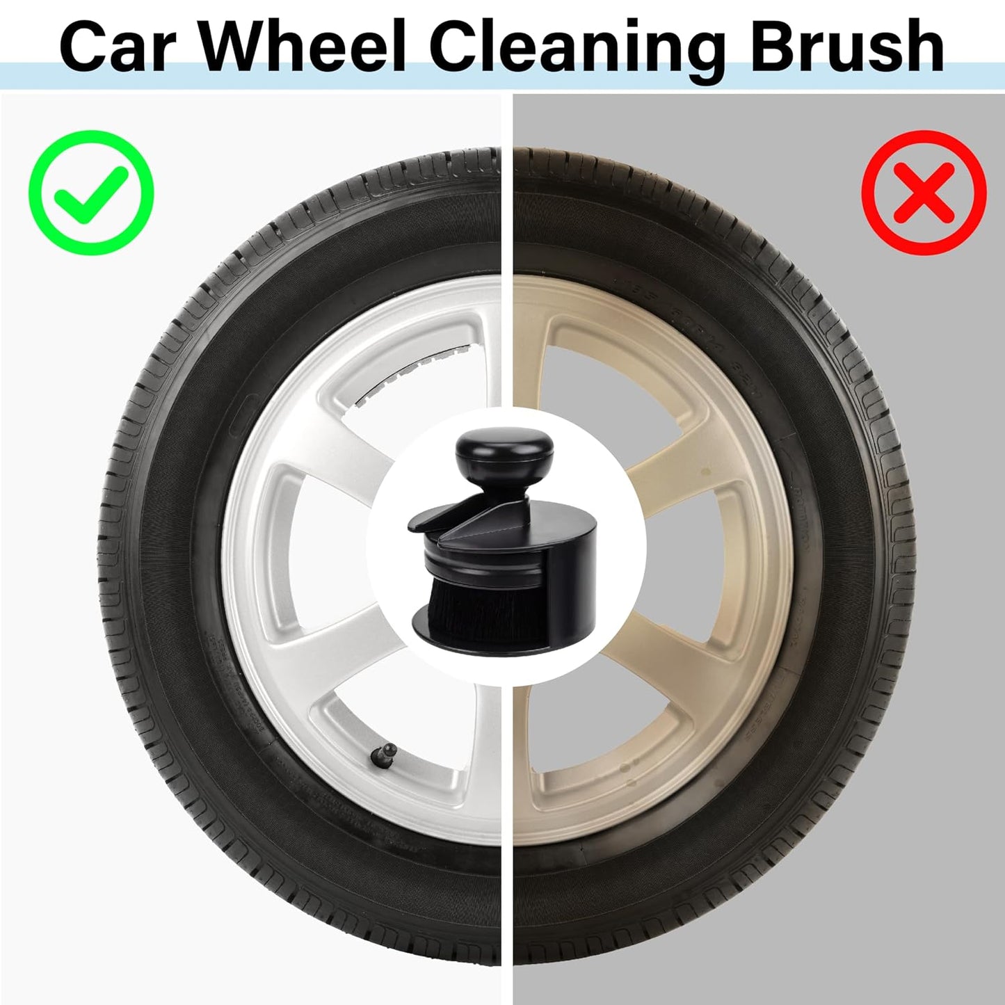 Car wheel and tyre cleaning brush