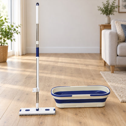 Hand wash free flat mop and folding bucket - main photo