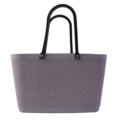Water-resistant plastic tote bag in assorted colors for shopping and storage