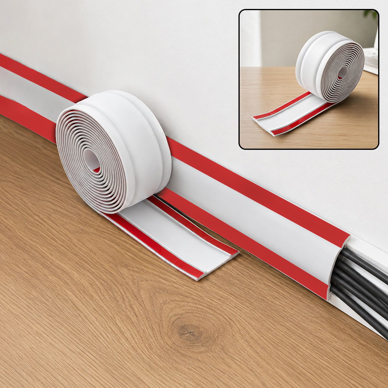 Adhesive Cable Protector Cord Cover 3 Meter Floor Wall Wire Hider (3 Mtr)