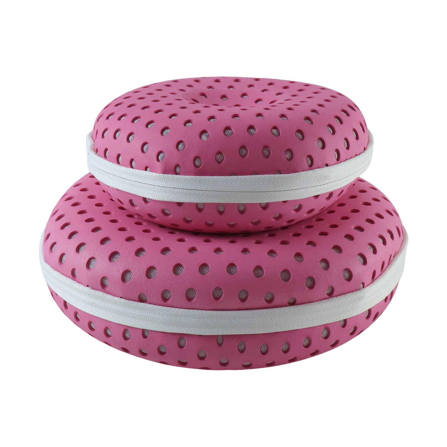 Round mesh laundry wash bags on white background