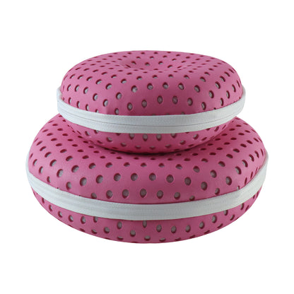 Round mesh laundry wash bags on white background