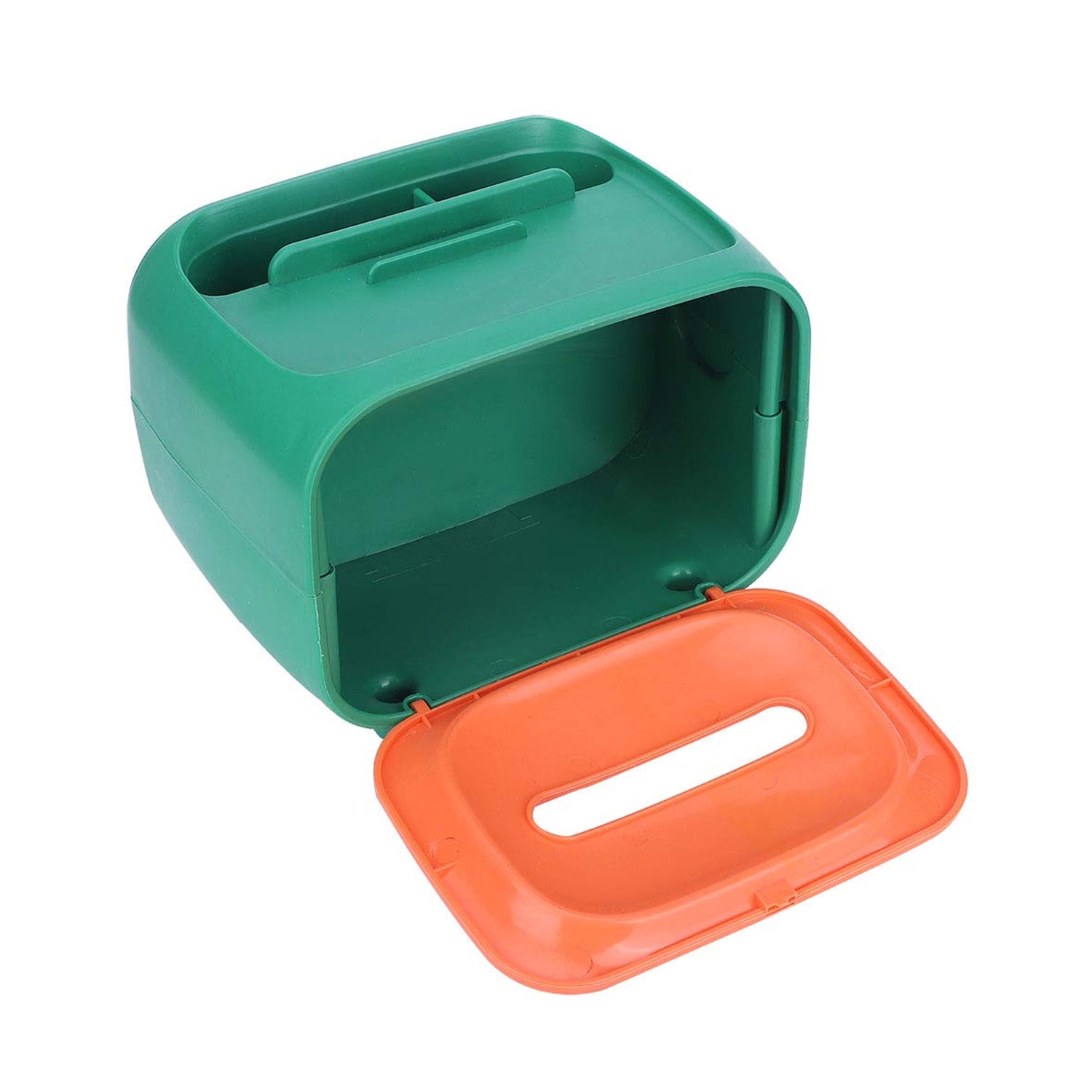 Plastic tissue box on white background