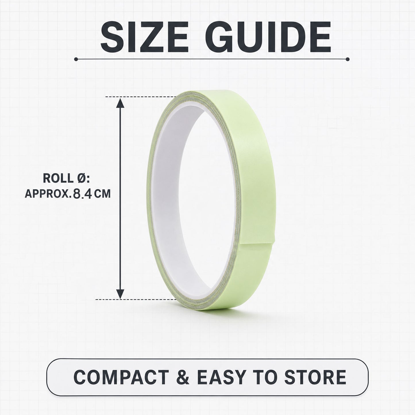 Glow tape roll size guide