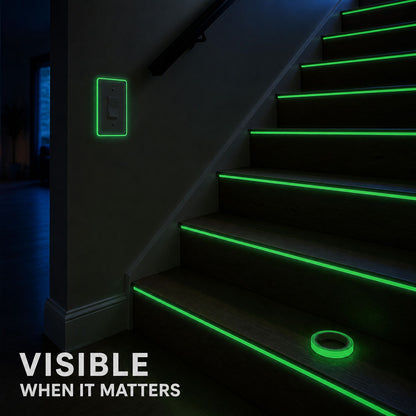 Glow tape visibility on dark stair edges