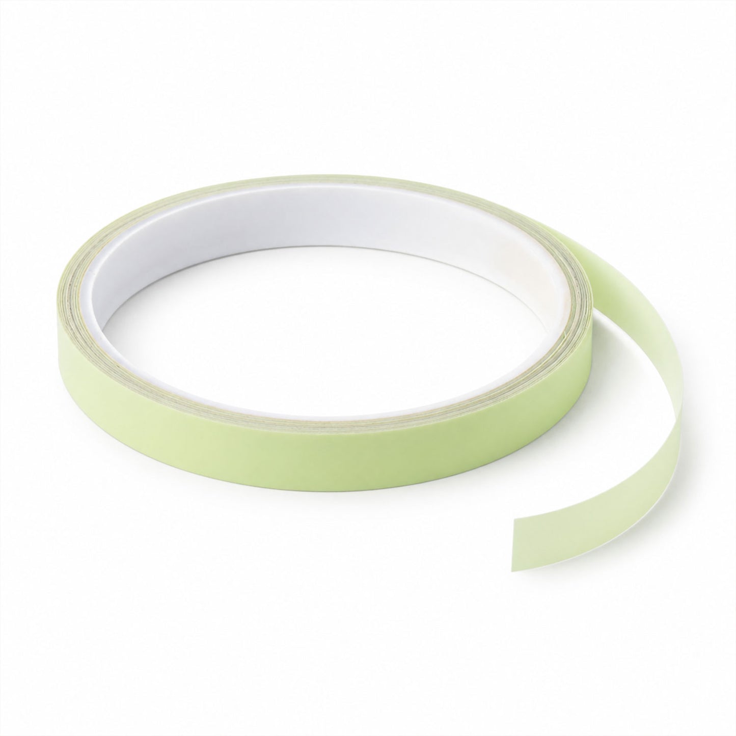 Fluorescent glow tape roll on white background