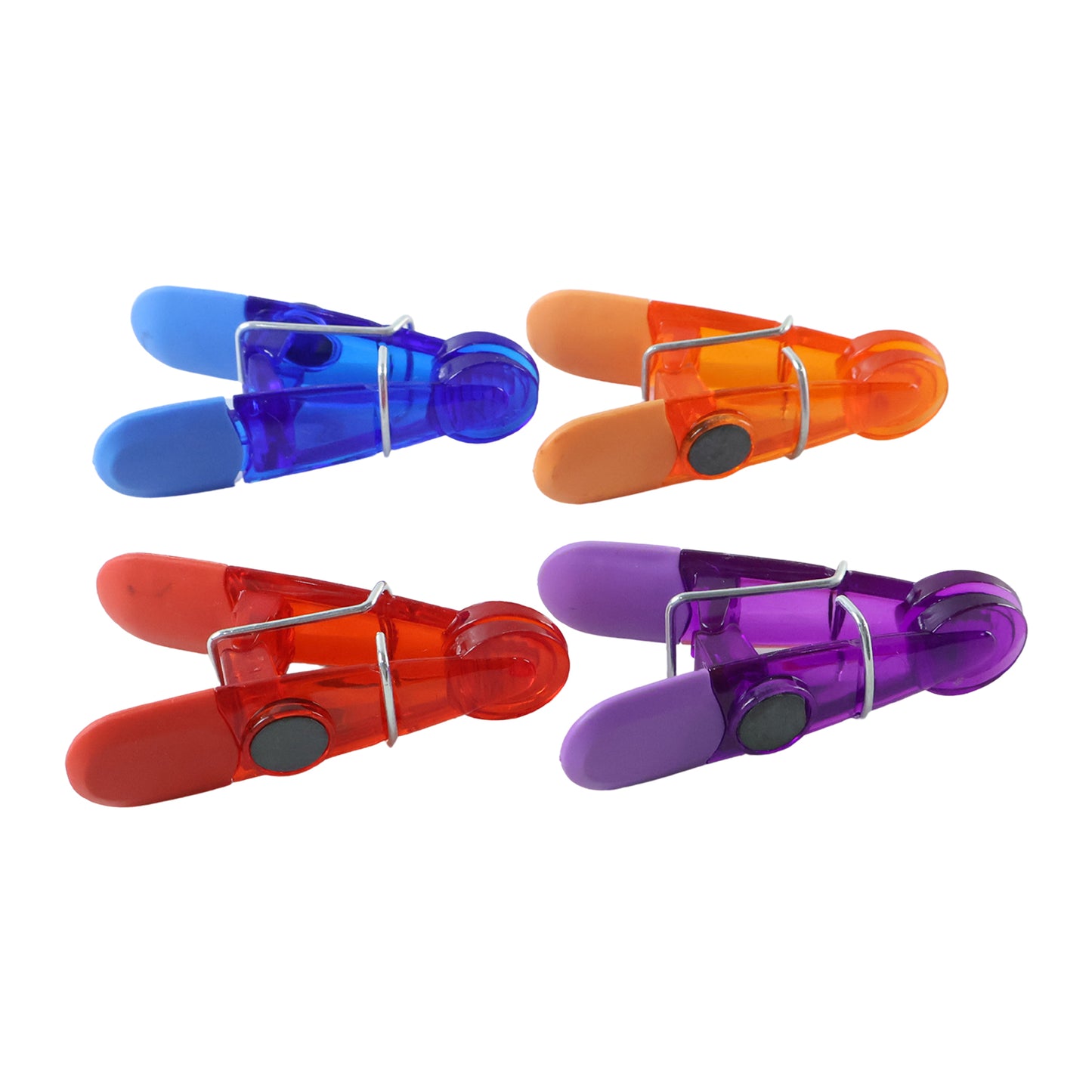 Magnetic clips on white background