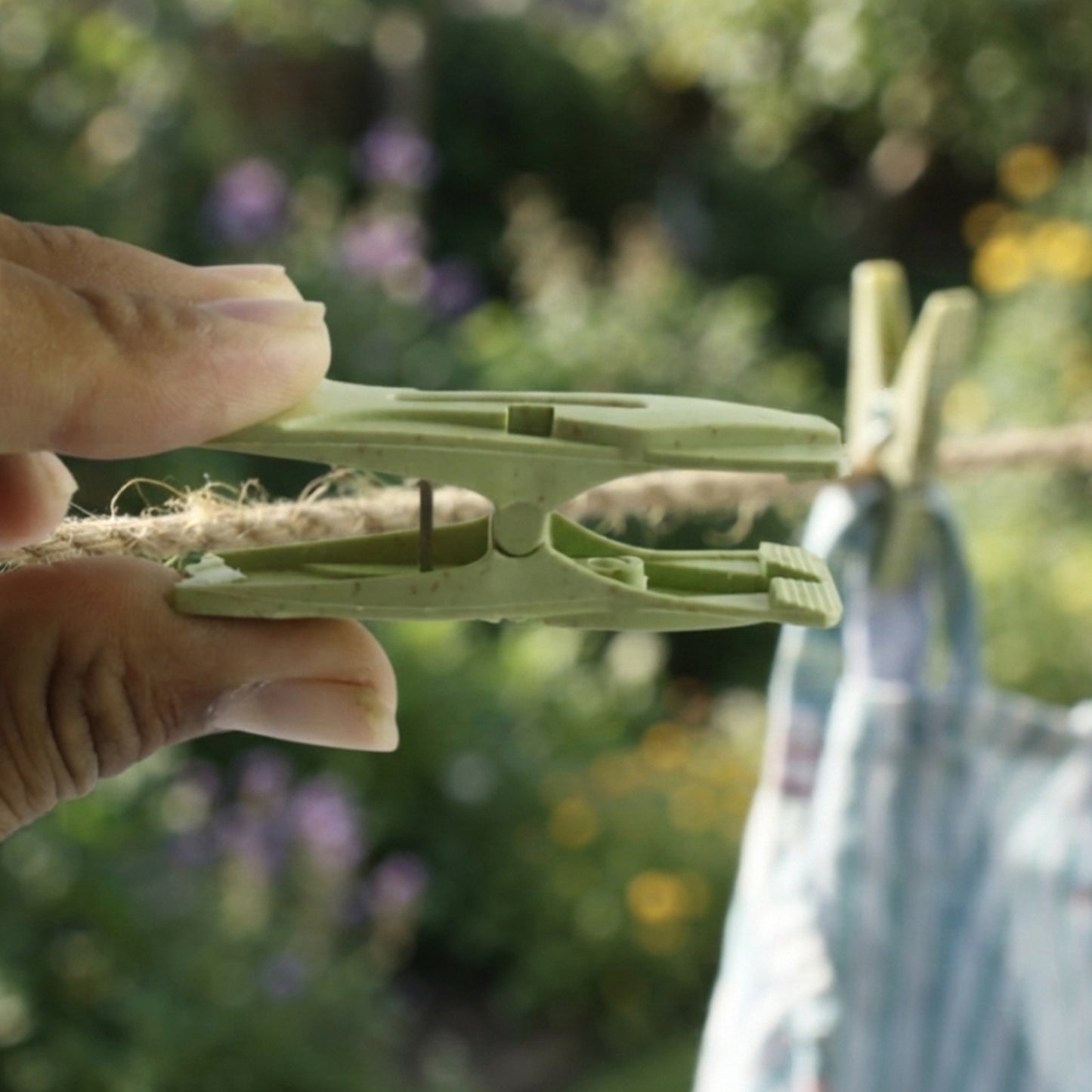 Strong grip plastic clothes clip close-up