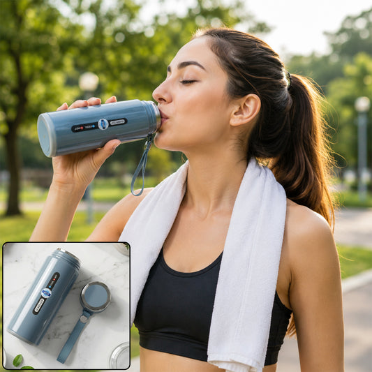 Vacuum insulated water bottle in outdoor use