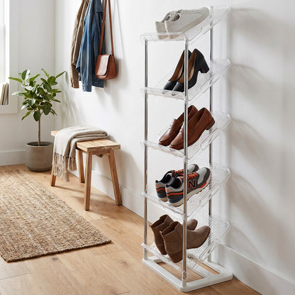 Slanted shelf shoe rack structure detail